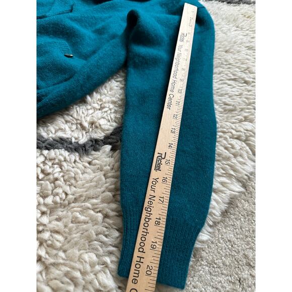 Vintage Lauren Cole Teal Wool angora Cardigan jacket knit blazer gold buttons P - Picture 9 of 15